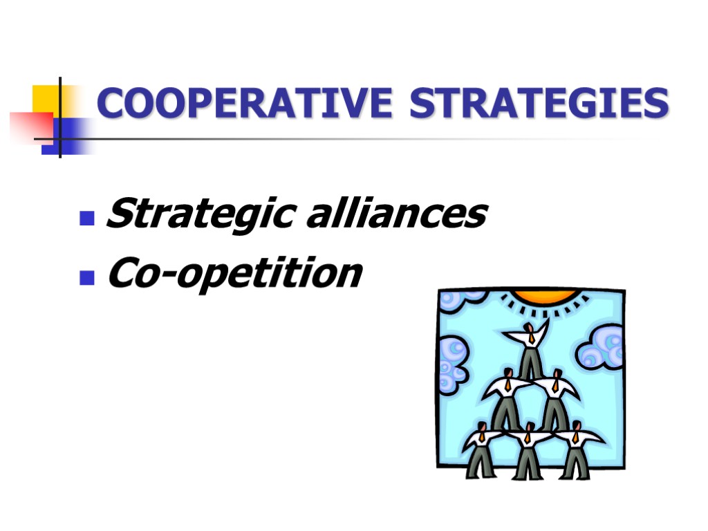 COOPERATIVE STRATEGIES Strategic alliances Co-opetition